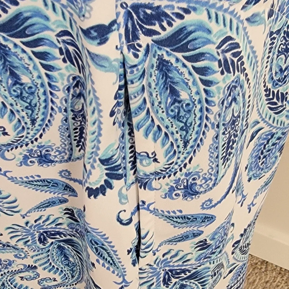 Cabana Life Women's L Blue White Paisley Sleeveless Halter Shift Travel Dress - Picture 9 of 12